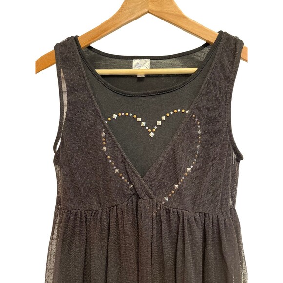 D-Signed Disney Black Mesh Metallic Heart Sleeveless Stretch Children's Dress XL - Picture 11 of 14